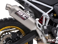 BMW F 900 GS with SC-Project Rally Raid titanium exhaust, detail view