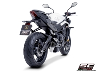 Triumph Street Triple 765 R - RS with SC-Project S1 stainless steel exhaust, rear view