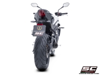 Triumph Street Triple 765 R - RS with SC-Project S1 stainless steel exhaust, back view