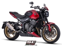 Triumph Trident 800 with SC-Project SC1-X titanium exhaust, 3/4 front view