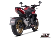 Triumph Trident 800 with SC-Project SC1-X titanium exhaust, rear view