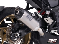 Triumph Trident 800 with SC-Project SC1-X titanium exhaust, detail view